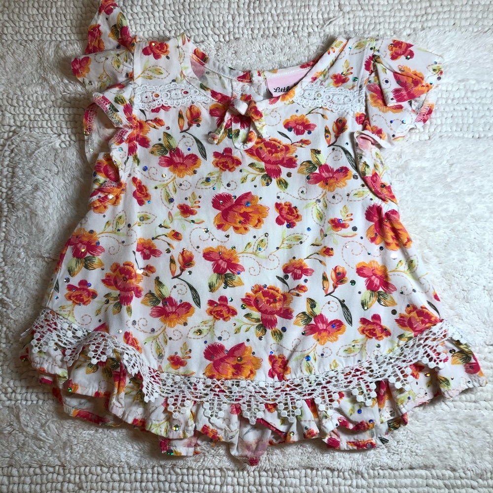 🌻Floral 2T Little Lass Sparkly Top